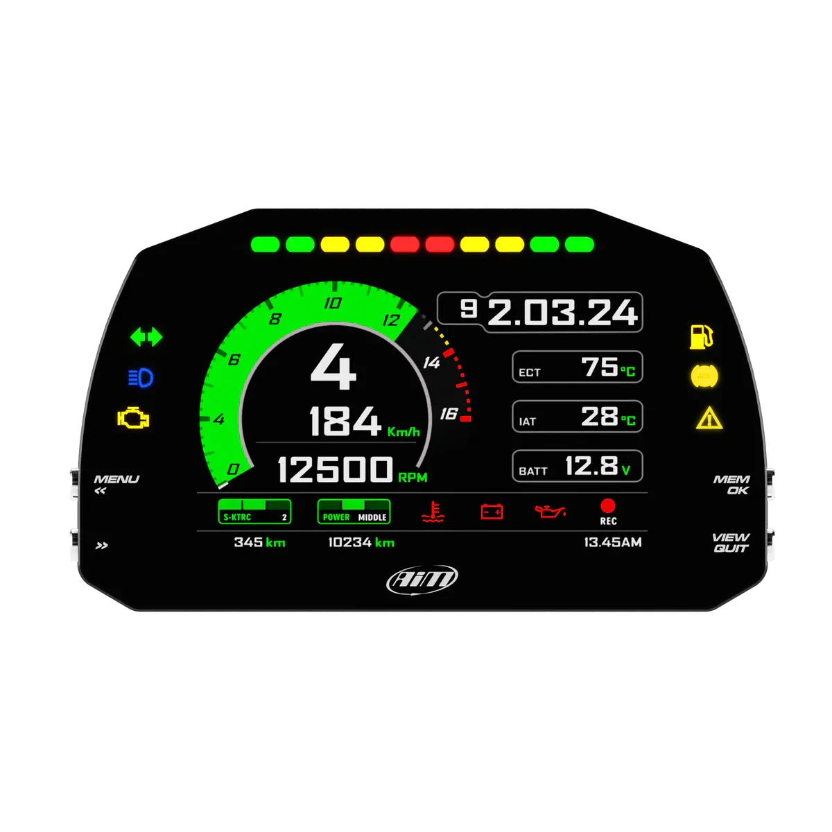 Aim MXK10 Kawasaki Ninja ZX-10r plug & play dash logger