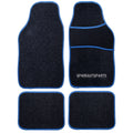 Universal Carpet Car Floor Mats Set – Black with Blue Trim