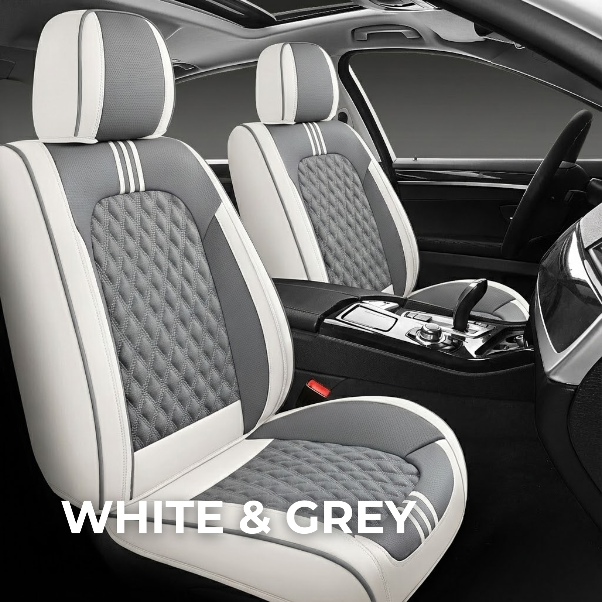 White & Grey Car Seat Covers