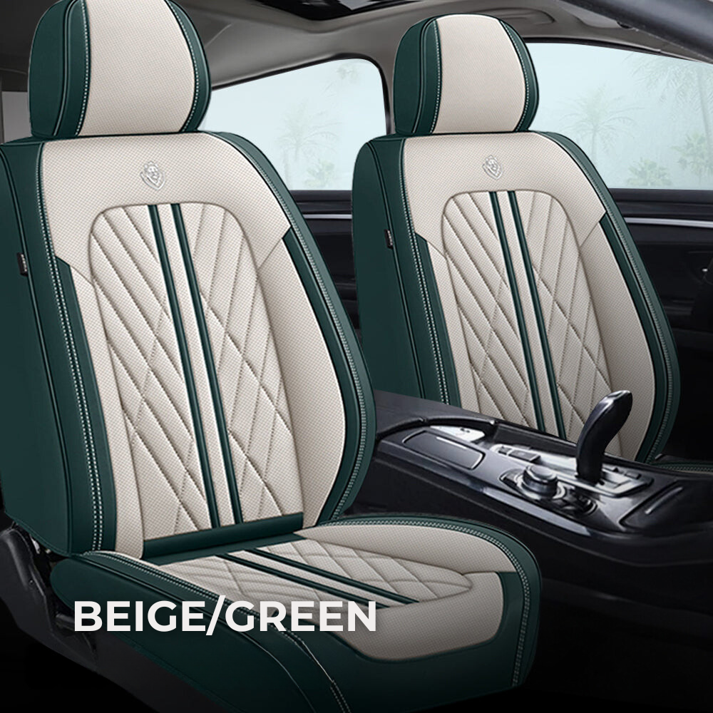 Beige & Green Seat Covers