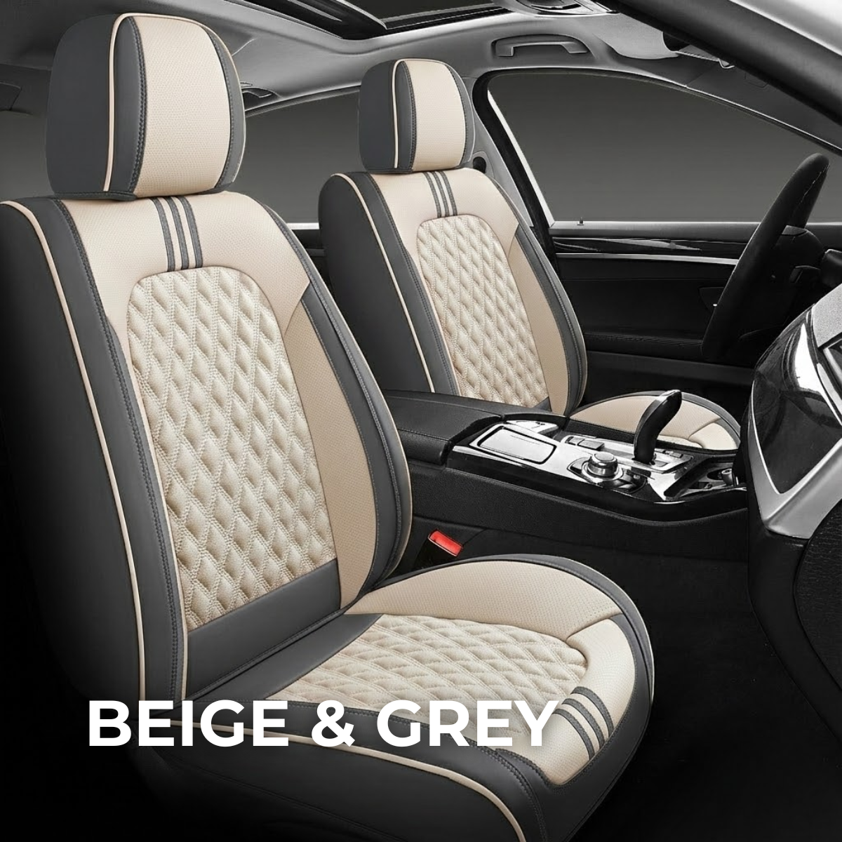 BEIGE & GREY Car Seat Covers
