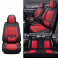 Black & Red Diamond Quilted Leather Car Seat Covers