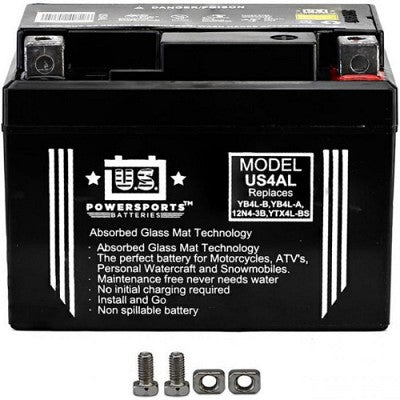 US Powersports US4AL AGM Battery Replaces YTX4L-BS YT4L-BS