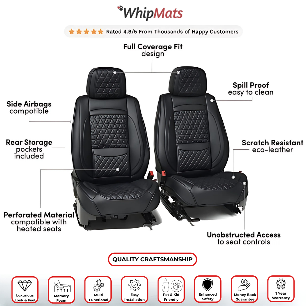 White Diamond Quilted Leather Car Seat Covers