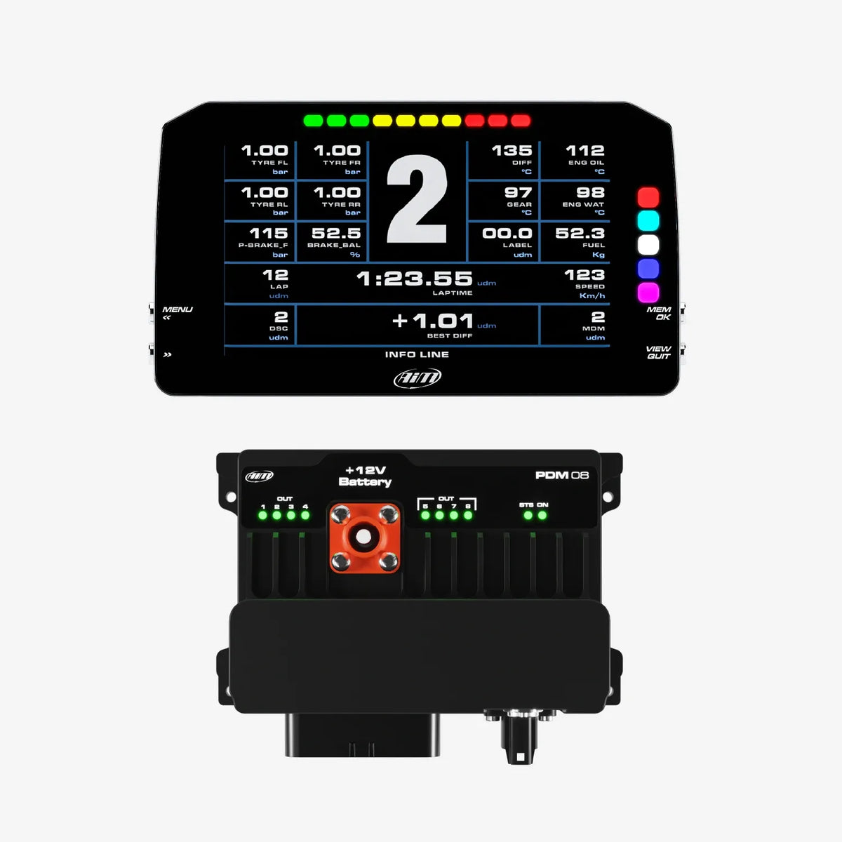 Aim PDM08 & PDM Dash Display with Race Icons