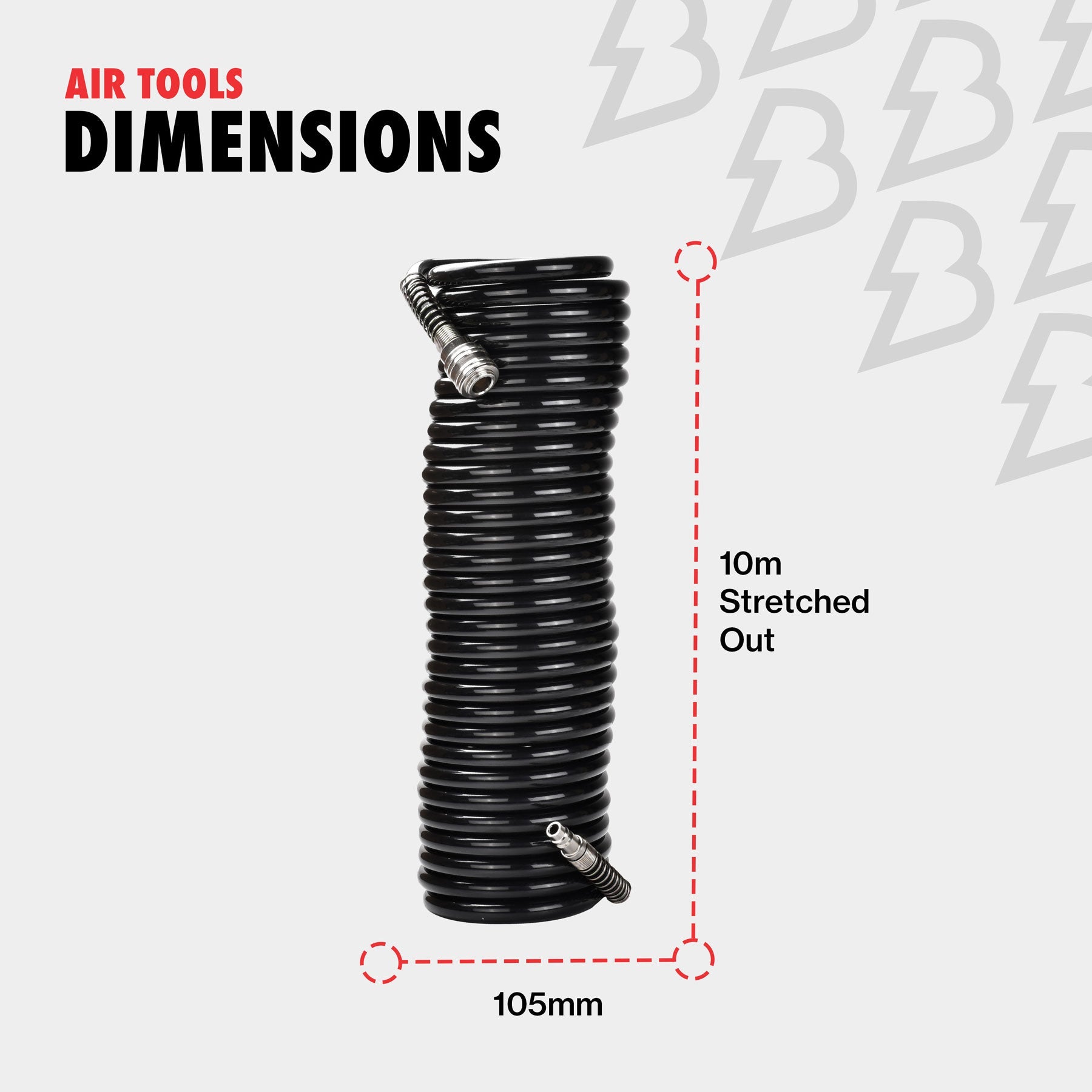 10m Coiled Air Hose 1/4 BSP