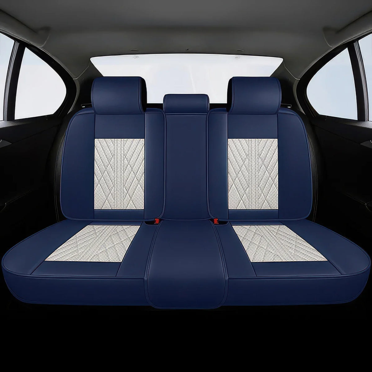 Elite Car Seat Covers - Beige & Blue | Waterproof Leather Car Seat Covers