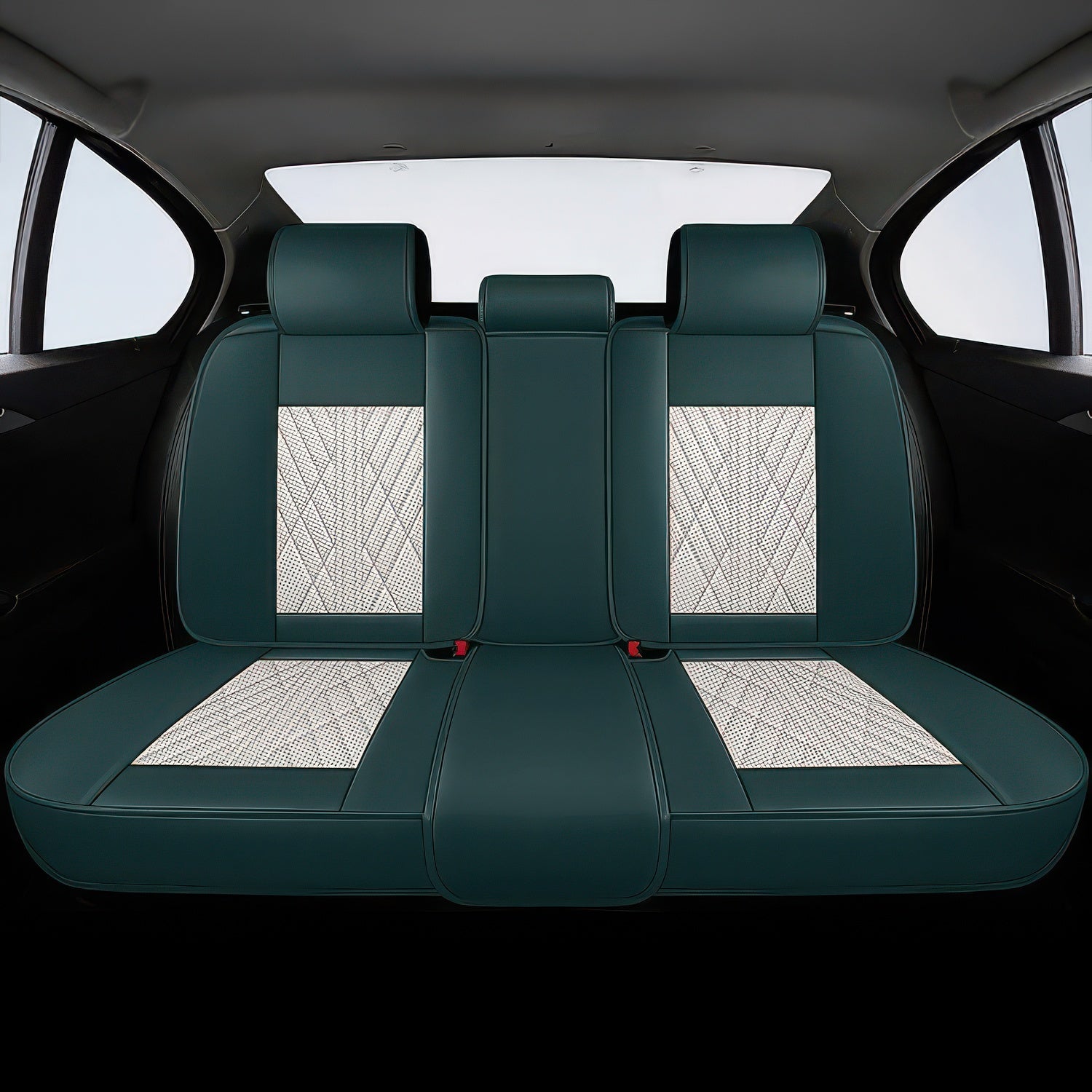 Beige & Green Seat Covers