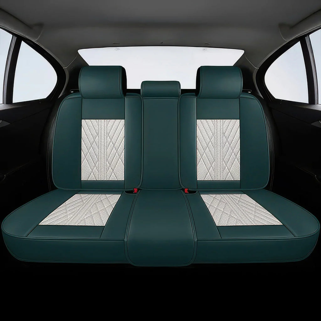 Elite Car Seat Covers - Beige & Green | Waterproof Leather Car Seat Covers