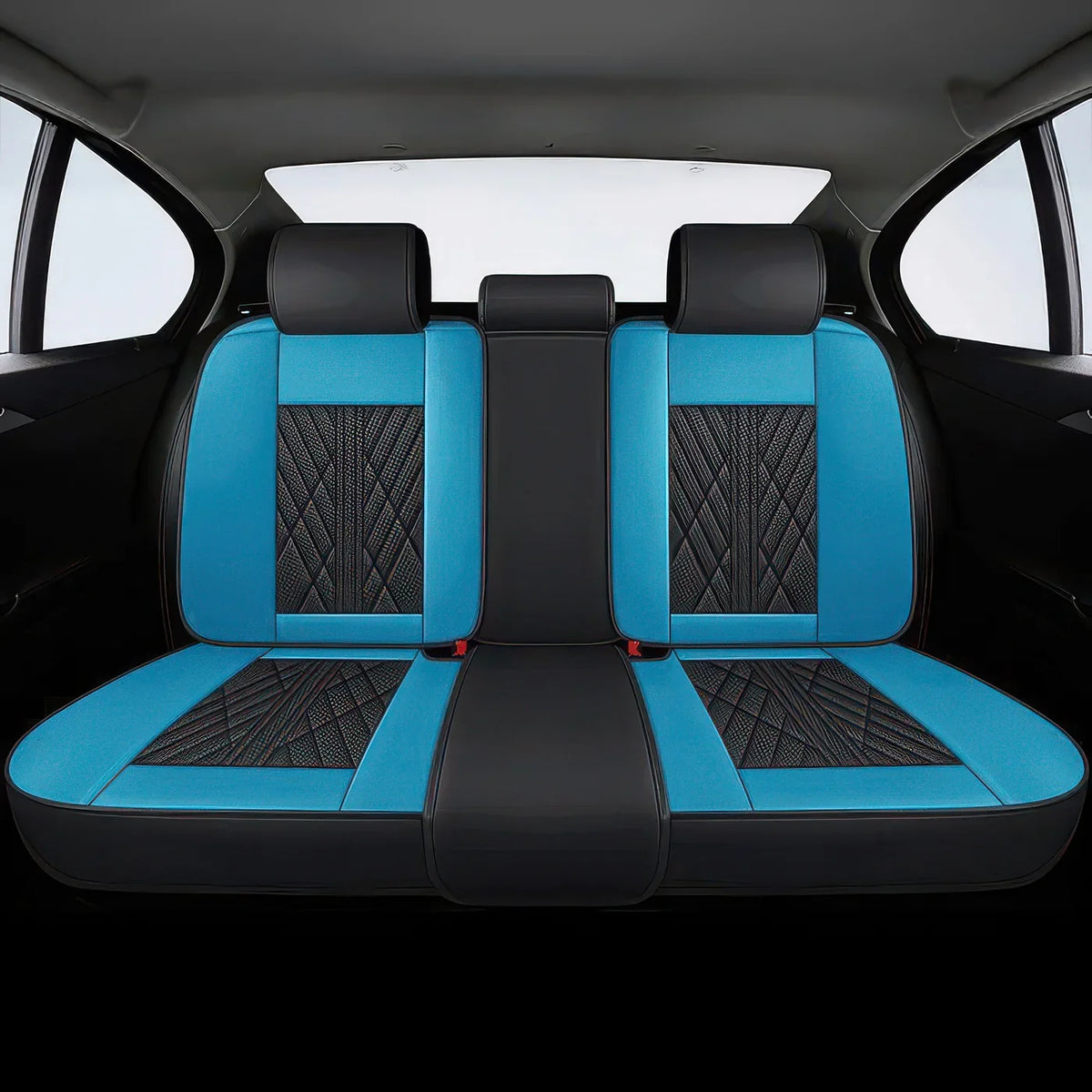Elite Car Seat Covers - Black & Blue | Waterproof Leather Car Seat Covers