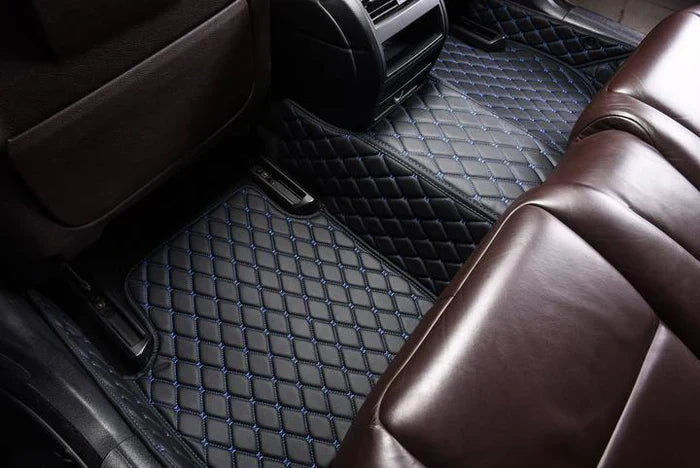 BLACK CAR MATS WITH BLUE STITCHING