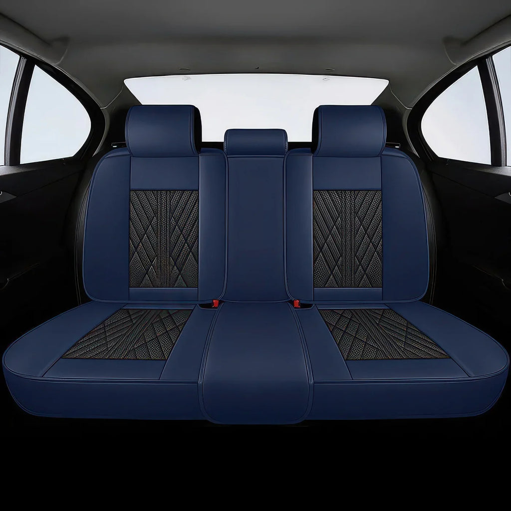 Elite Car Seat Covers - Black & Navy | Waterproof Leather Car Seat Covers