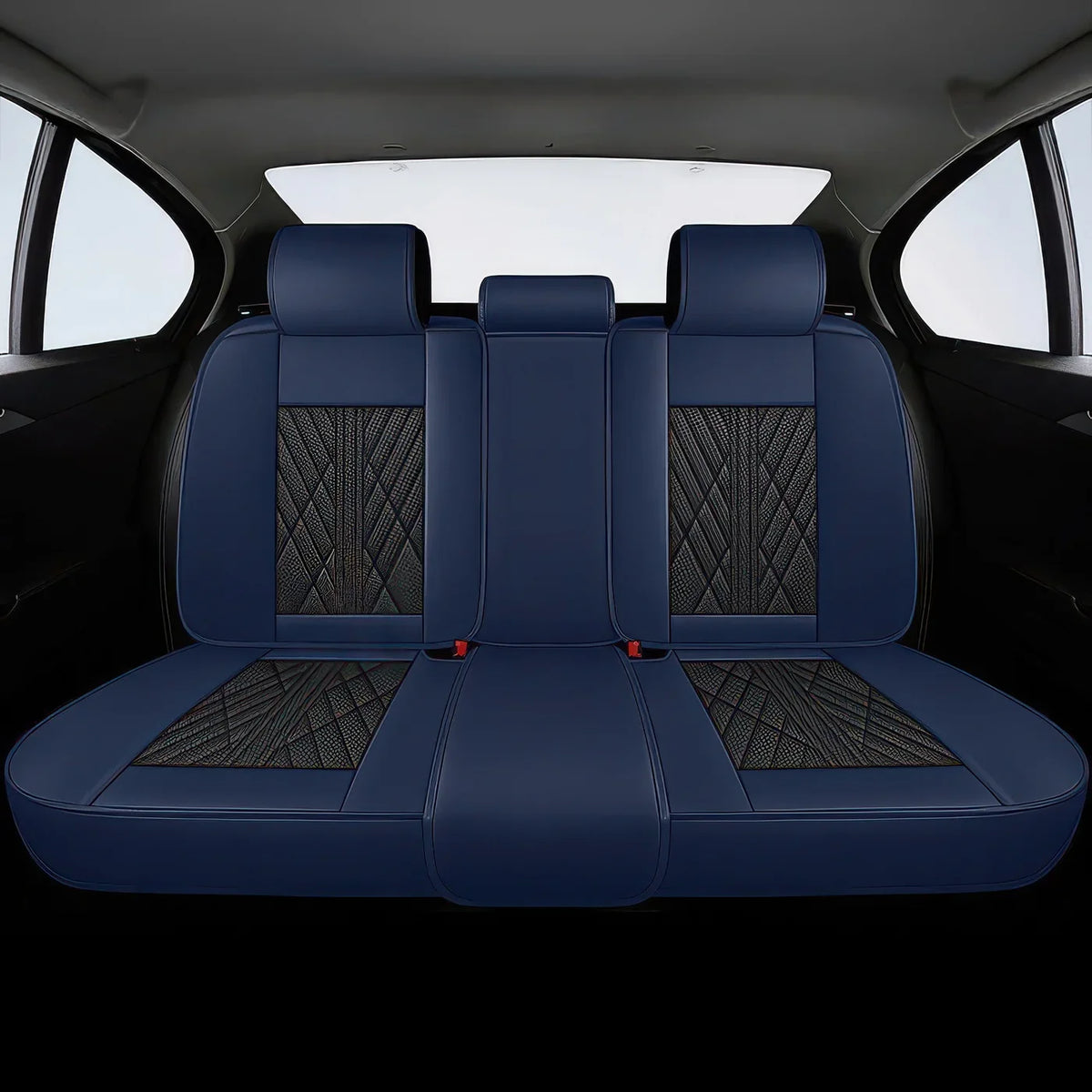 Elite Car Seat Covers - Black & Navy | Waterproof Leather Car Seat Covers