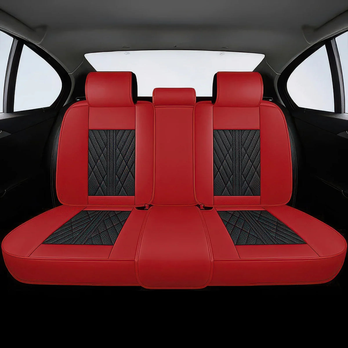 Elite Car Seat Covers - Black & Red | Waterproof Leather Car Seat Covers