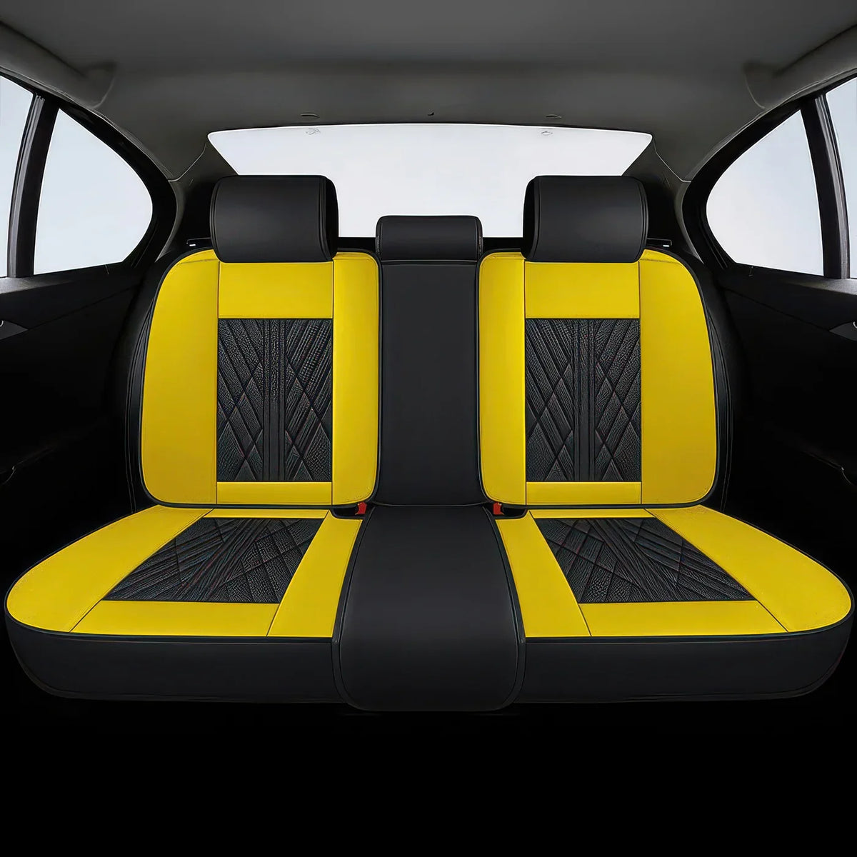 Elite Car Seat Covers - Black & Yellow | Waterproof Leather Car Seat Covers