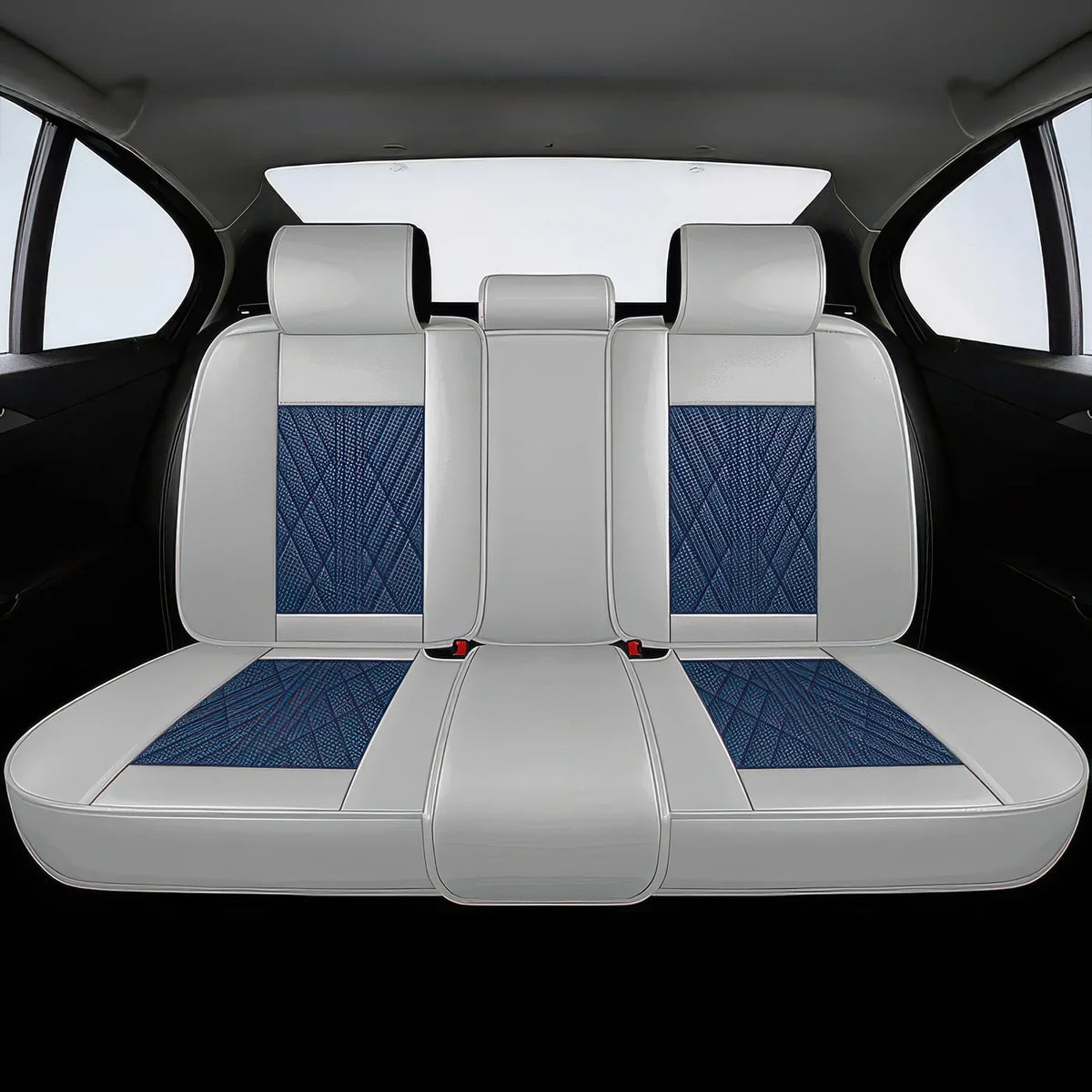Elite Car Seat Covers - Blue & Gray | Waterproof Leather Car Seat Covers