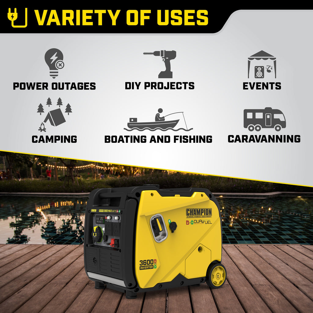 Champion 3600 Watt LPG Dual Fuel Inverter Generator