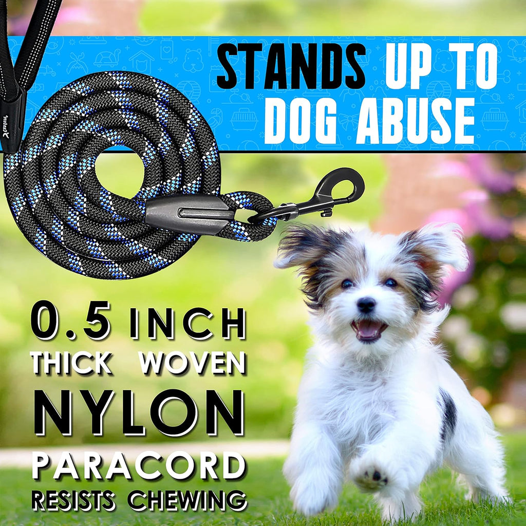 Dog Leash 5 FT, Reflective Rope Lead for Medium & Large Dogs