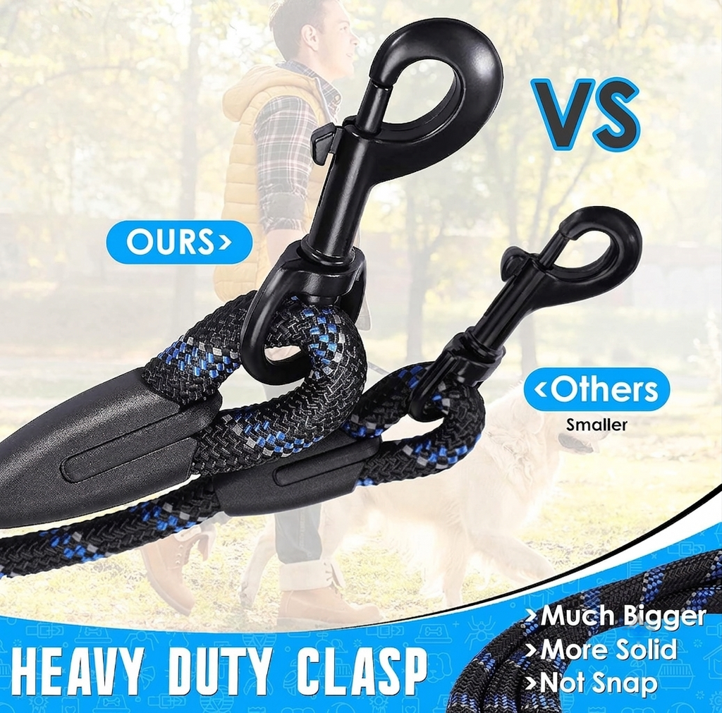 Dog Leash 5 FT, Reflective Rope Lead for Medium & Large Dogs