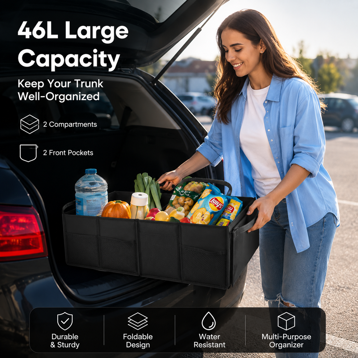 Premium Car Boot Organiser – Foldable Trunk Storage Box