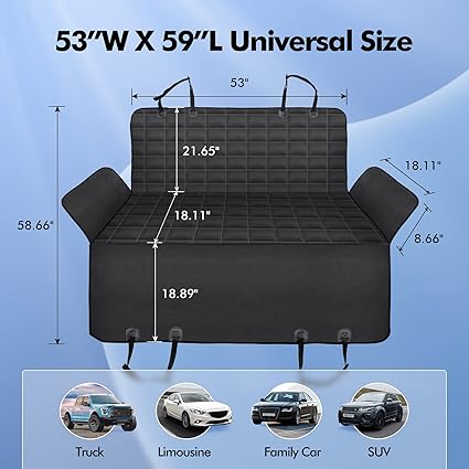 Dog Car Seat Cover 4-in-1 Waterproof Hammock – Premium Back Seat Protector for Cars, SUVs & Trucks