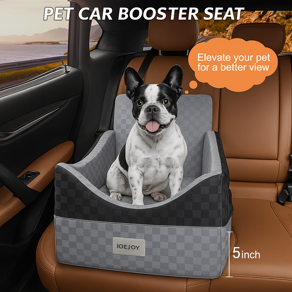 Dog Car Seat Booster for Small & Medium Dogs – Waterproof Non-Slip Pet Travel Seat