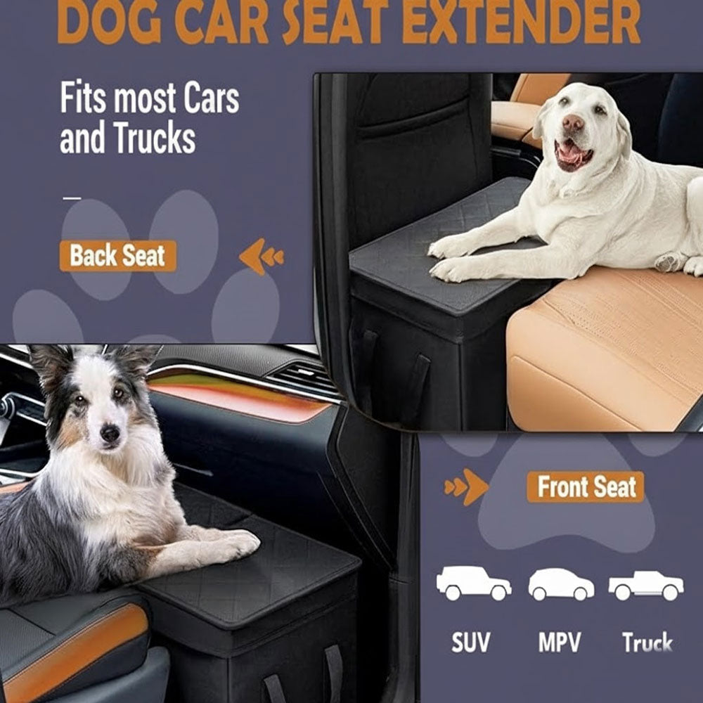 Dog Car Seat Extender & Organizer – Fits Dogs Up to 120 lbs, Black