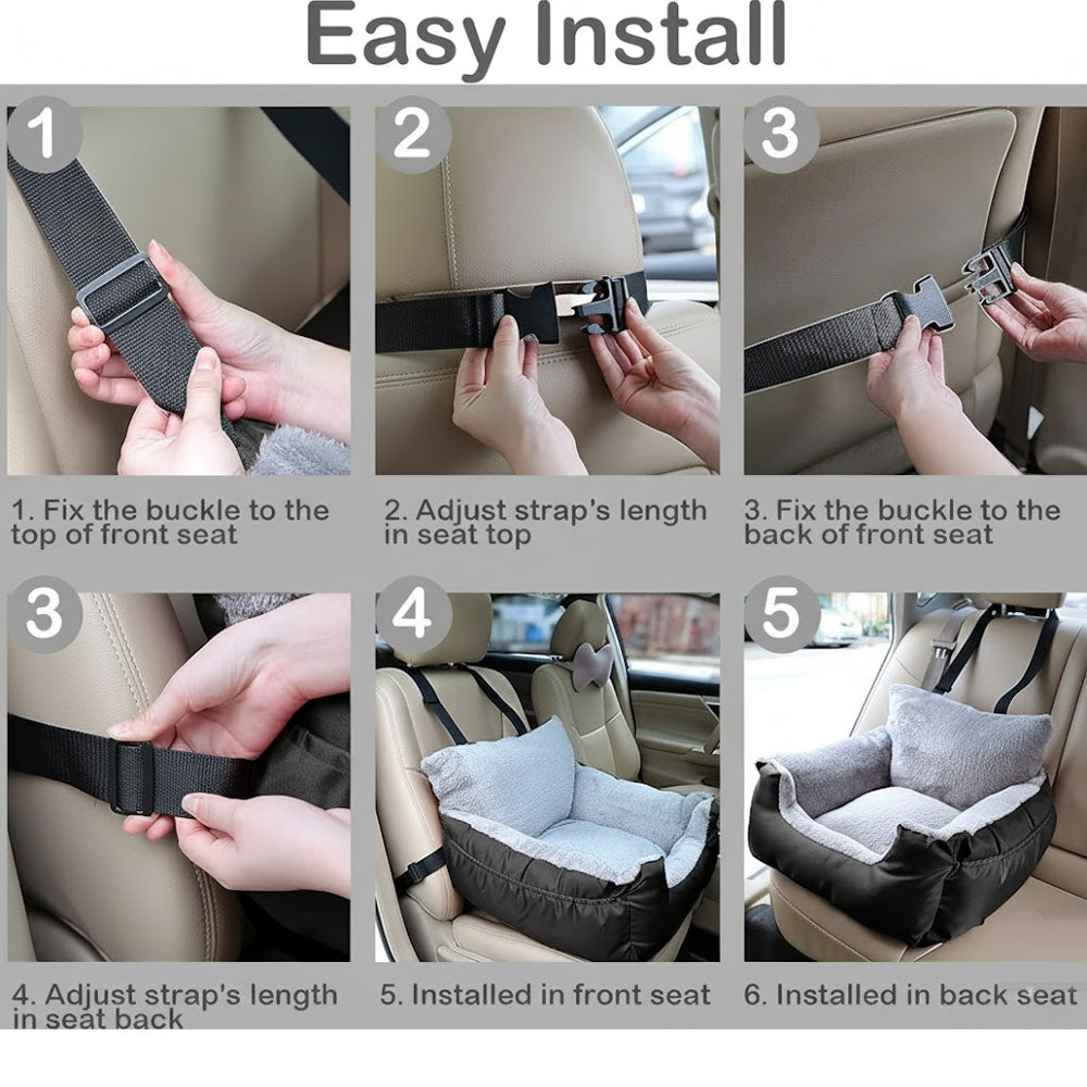 Pet Booster Car Seat for Small Dogs & Cats – Waterproof, Safe & Comfortable Travel