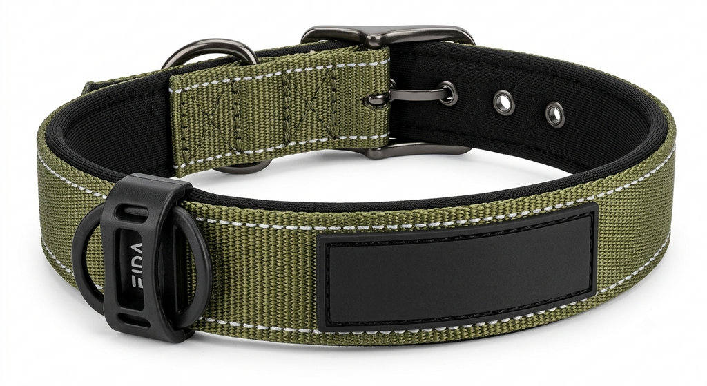 Heavy Duty Dog Collar with Metal Buckle – Double-Layer Webbing