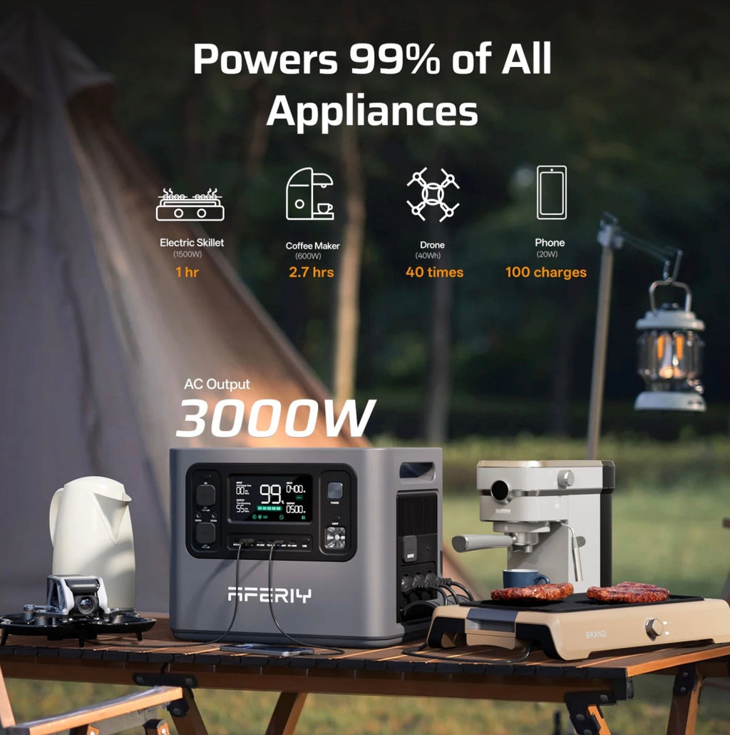 AFERIY P300 3000W 2048Wh Portable Power Station | Expandable to 10.24kWh | 1200W Solar Input | APP Control