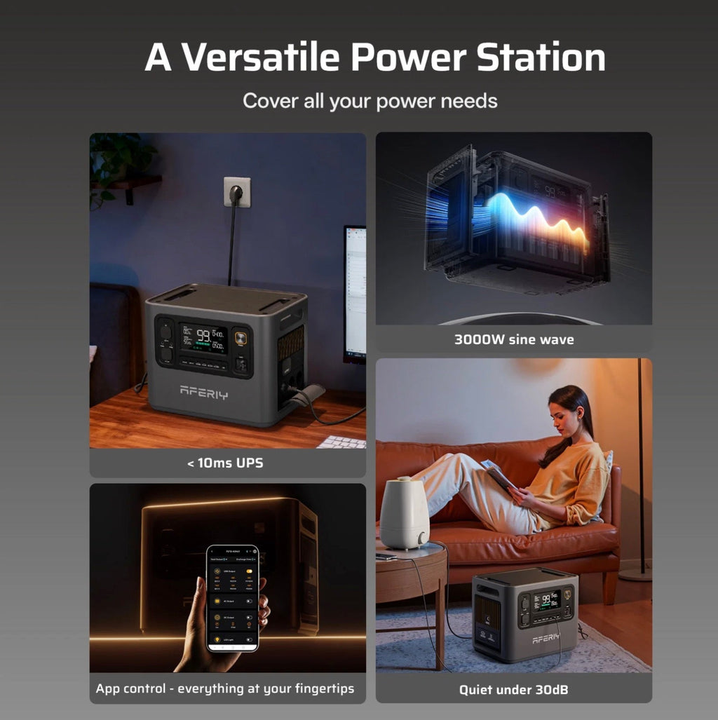 AFERIY P300 3000W 2048Wh Portable Power Station | Expandable to 10.24kWh | 1200W Solar Input | APP Control