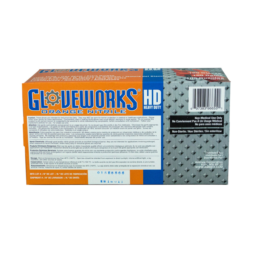 Gloveworks® HD Orange Nitrile Gloves