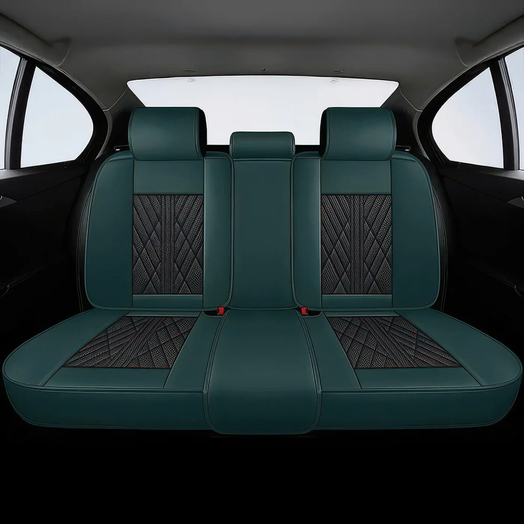 Elite Car Seat Covers - Green & Black | Waterproof Leather Car Seat Covers