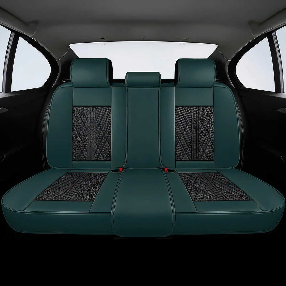 Elite Car Seat Covers - Green & Black | Waterproof Leather Car Seat Covers