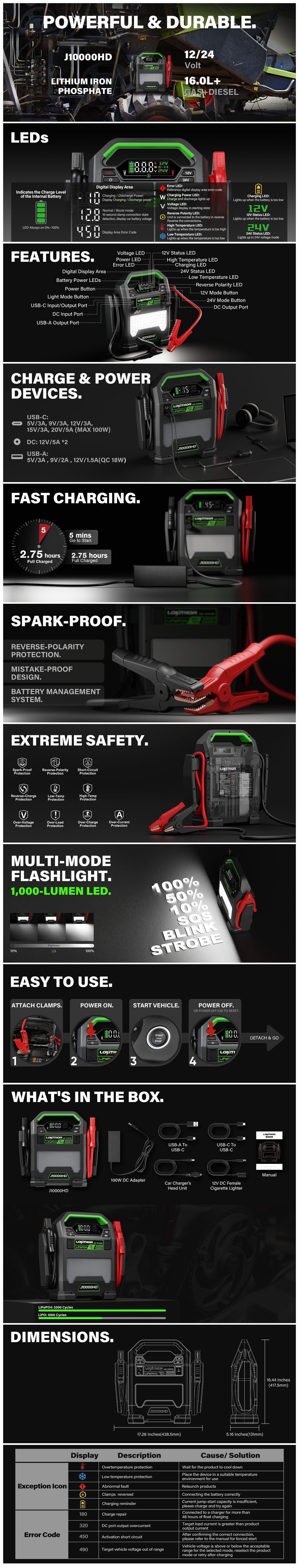 Lokithor J10000HD Jump Starter 10,000Amp