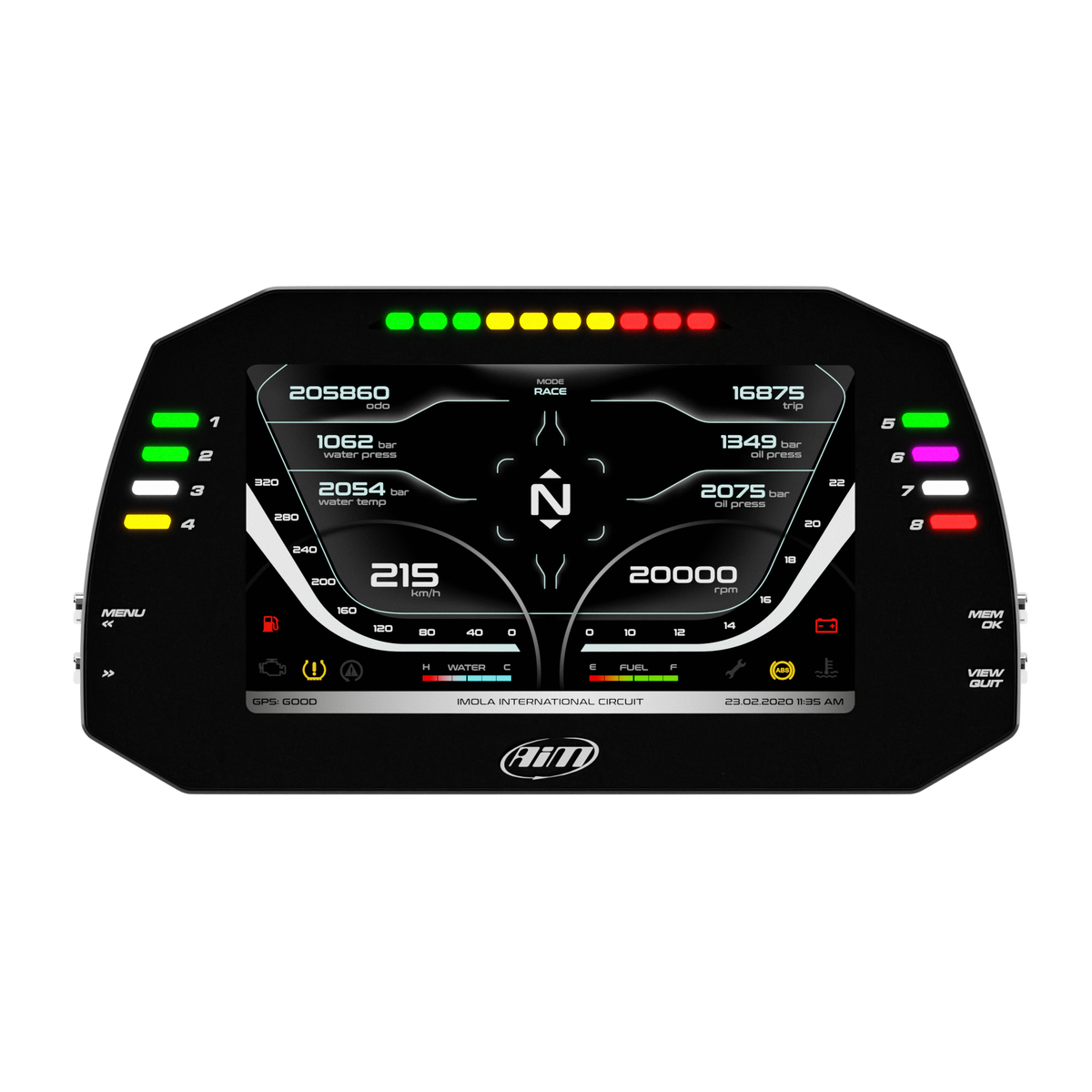 AiM MXG 1.3 Strada 7" TFT Dash Display with Race Icons