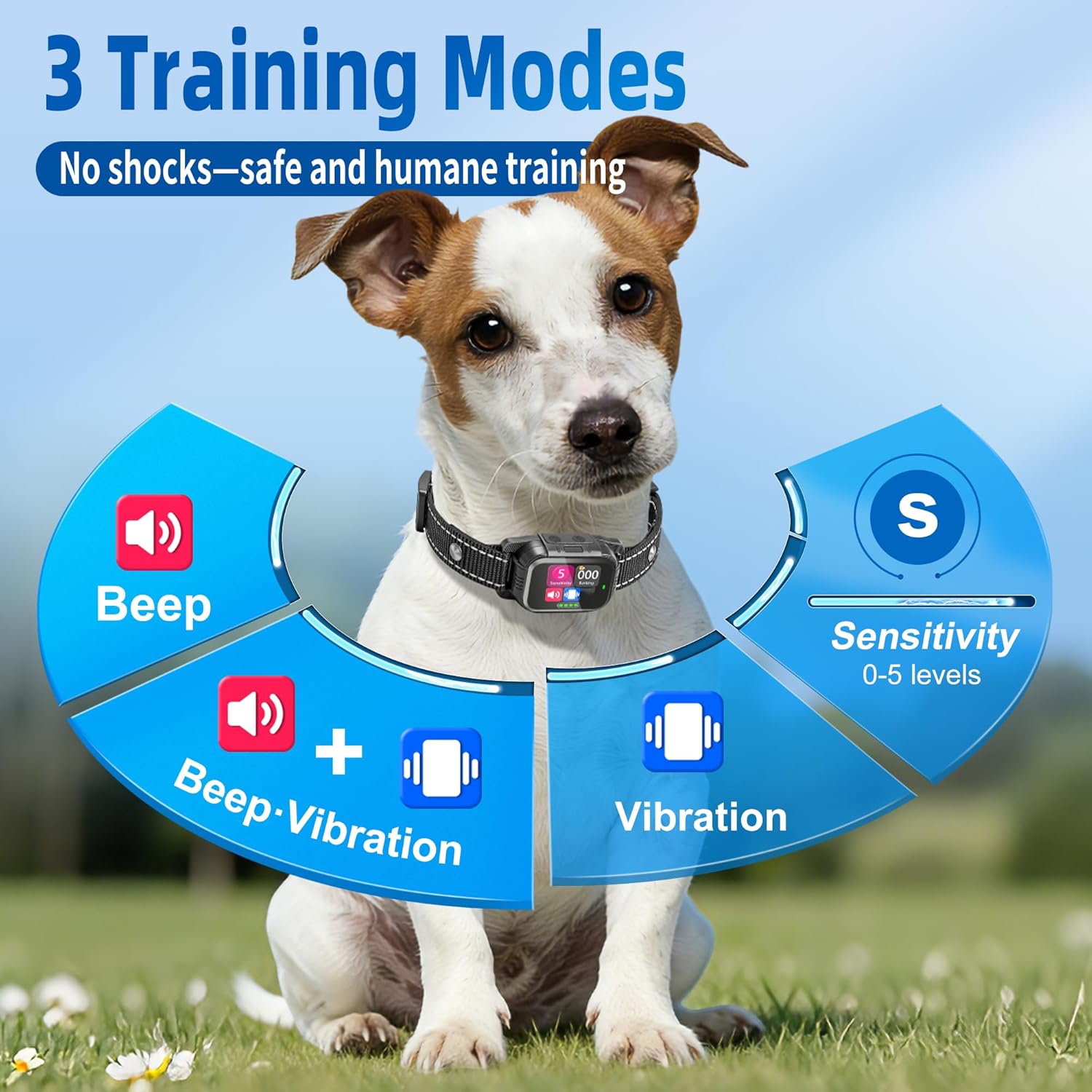 No-Shock Dog Barking Collar – Rechargeable, Waterproof Anti-Bark Collar