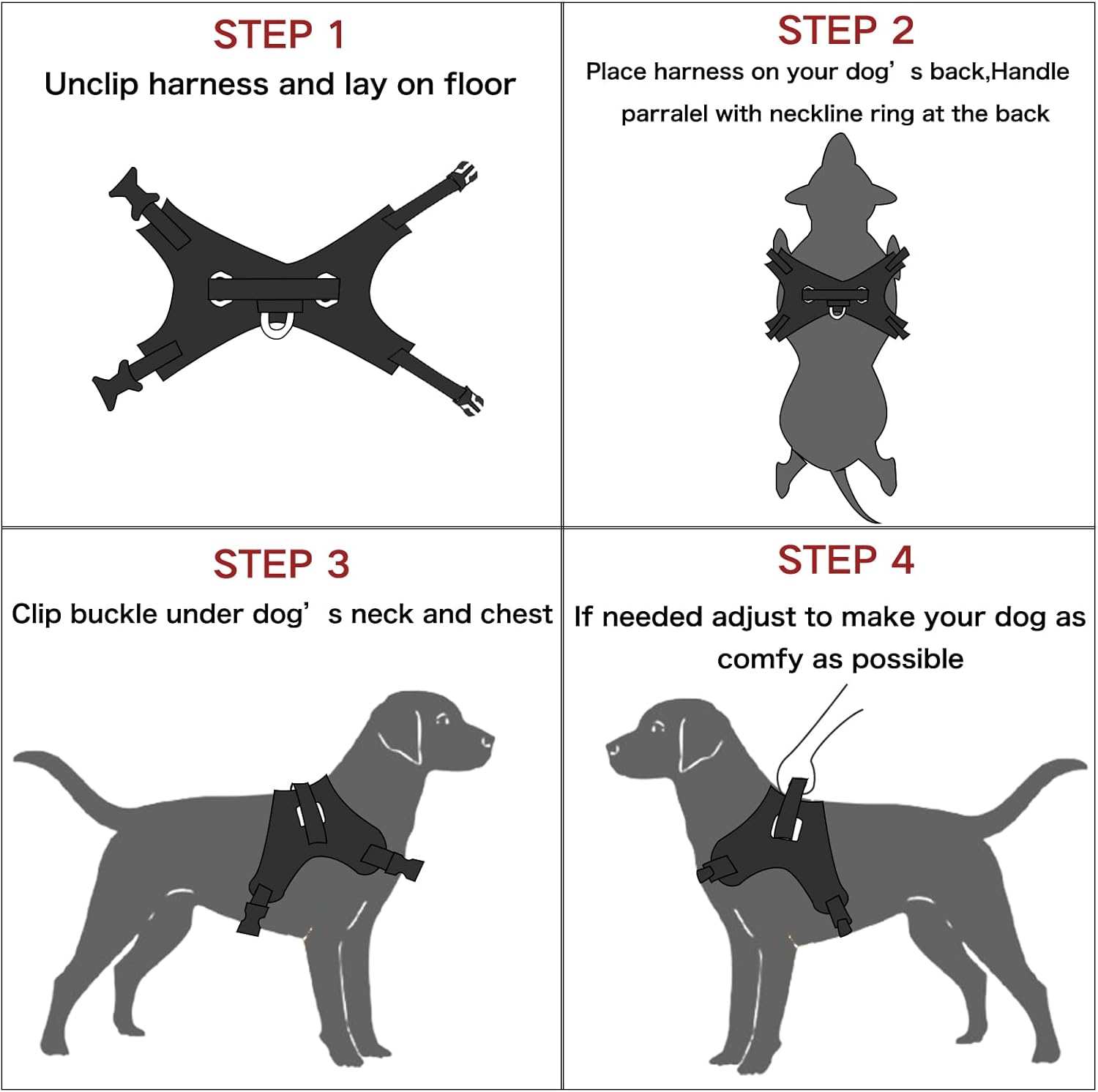 No Pull Dog Harness, Breathable Adjustable Reflective Oxford Vest