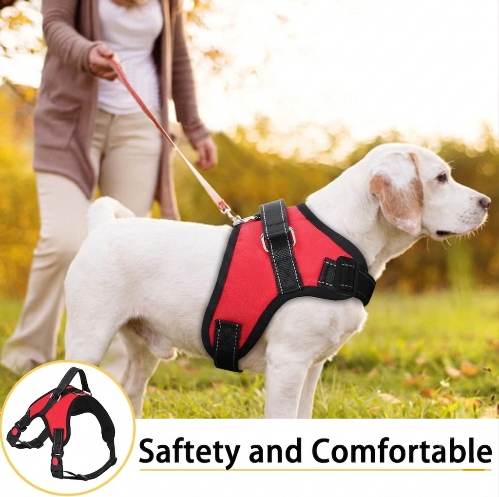 No Pull Dog Harness, Breathable Adjustable Reflective Oxford Vest
