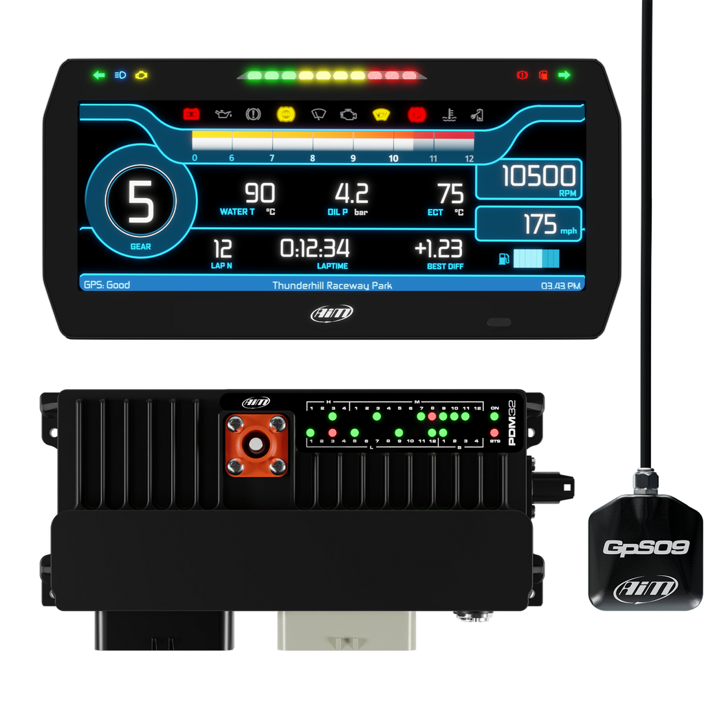 AiM PDM32 With 10" Road Icons Display GPS Data Logging Kit