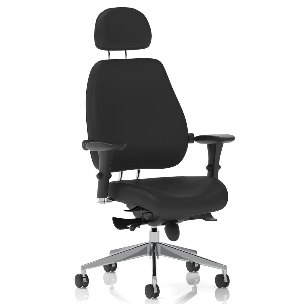 Chiro Plus Ultimate High Back Ergonomic Posture Office Chair - Black Leather