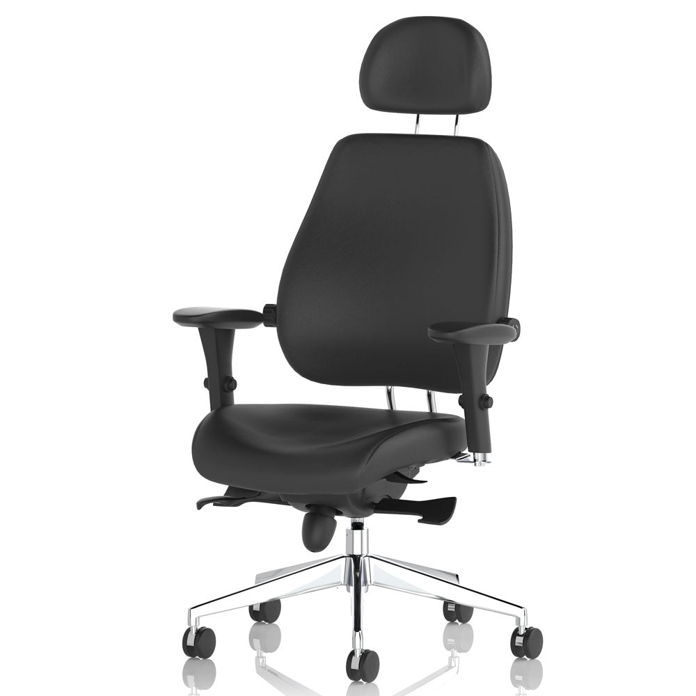 Chiro Plus Ultimate High Back Ergonomic Posture Office Chair - Black Leather