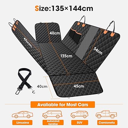 Premium Dog Car Hammock Seat Cover | Waterproof with Mesh Window & Side Protection