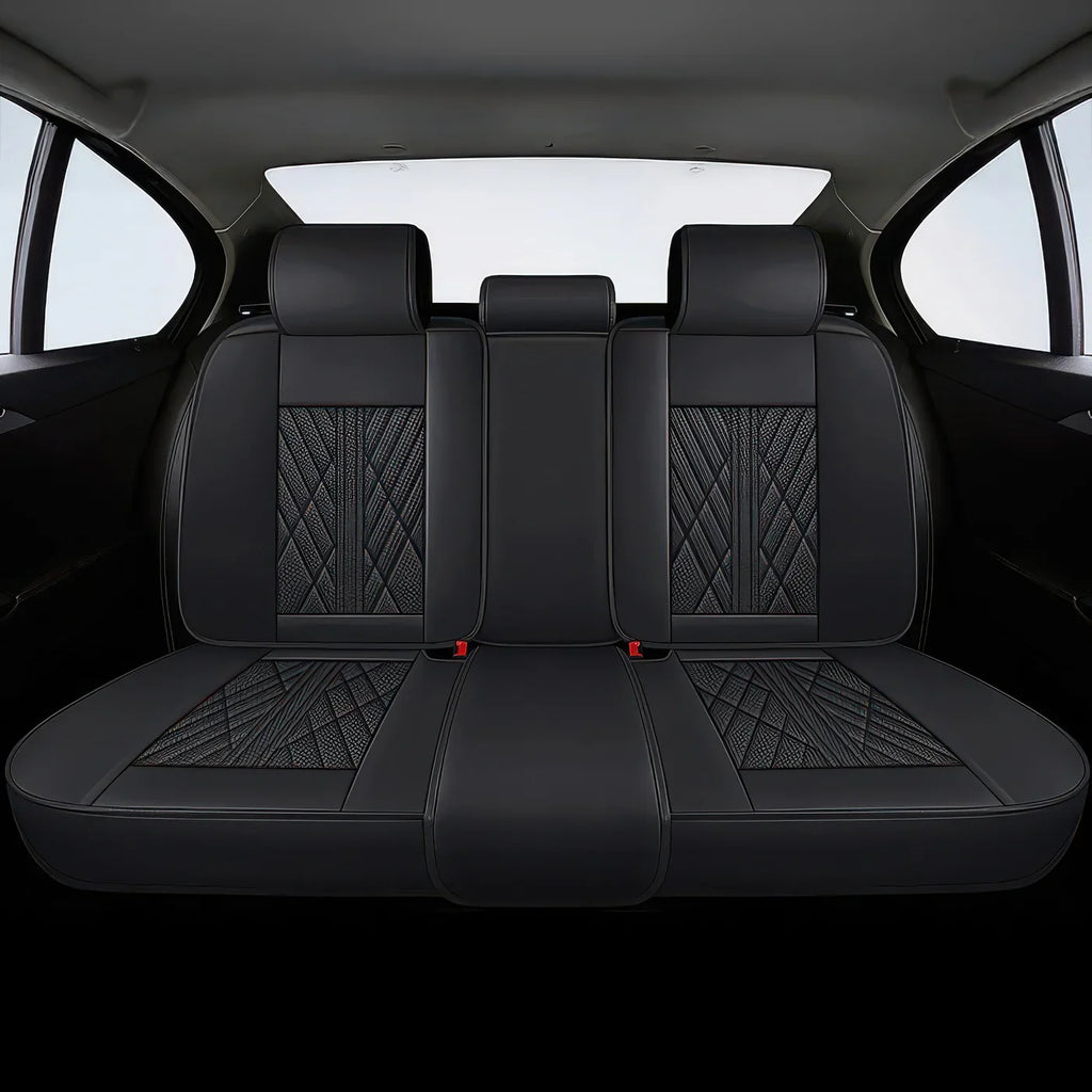 Elite Car Seat Covers - Red & Black | Waterproof Leather Car Seat Covers