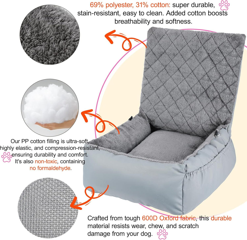 Small Dog Booster Car Seat – Plush & Comfortable Travel Seat for Dogs Up to 9kg
