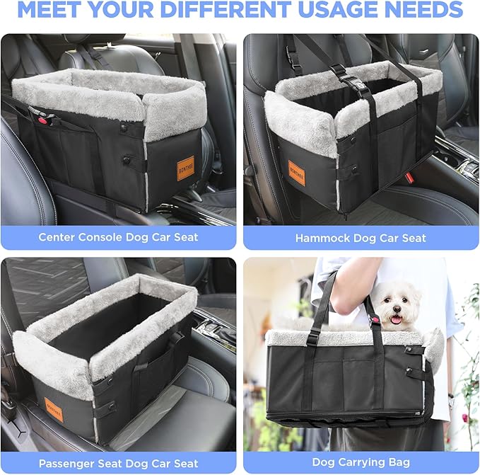 Small Dog Car Seat – Center Console Booster for Dogs up to 15lbs