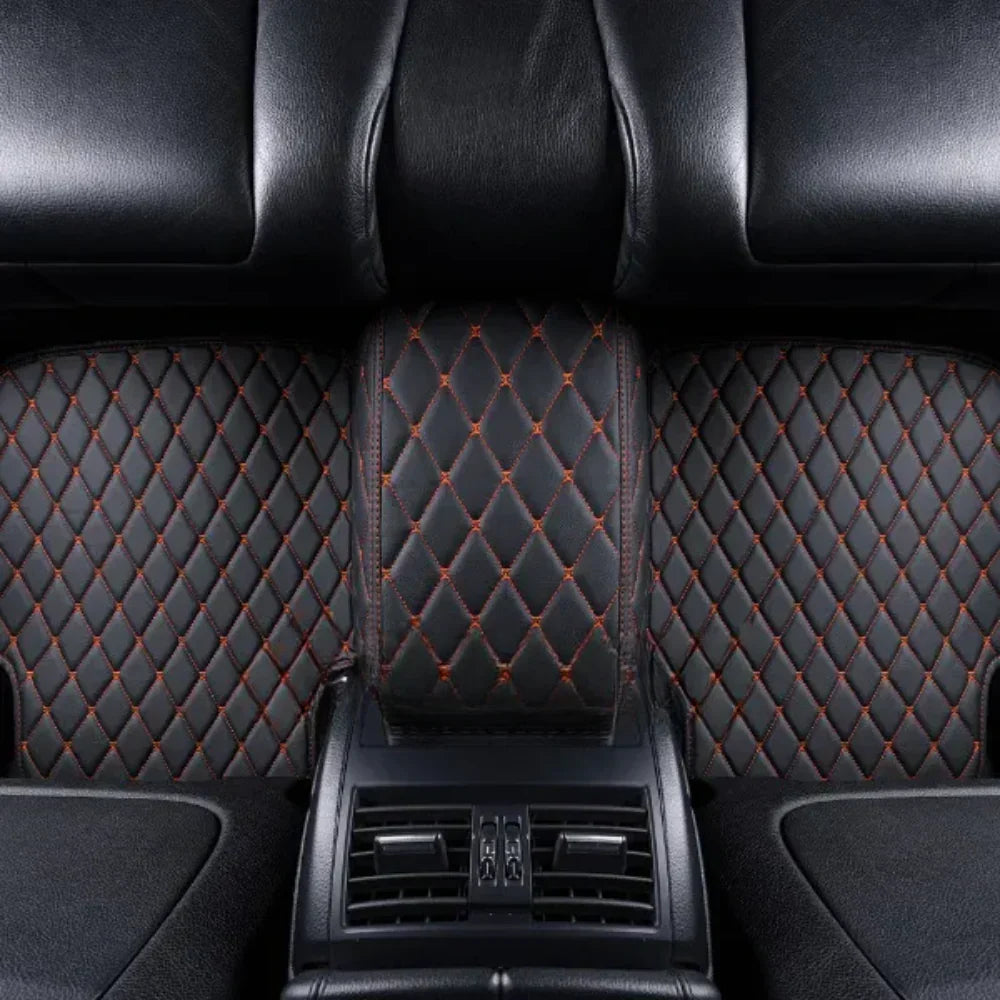 BLACK CAR MATS WITH ORANGE STITCHING