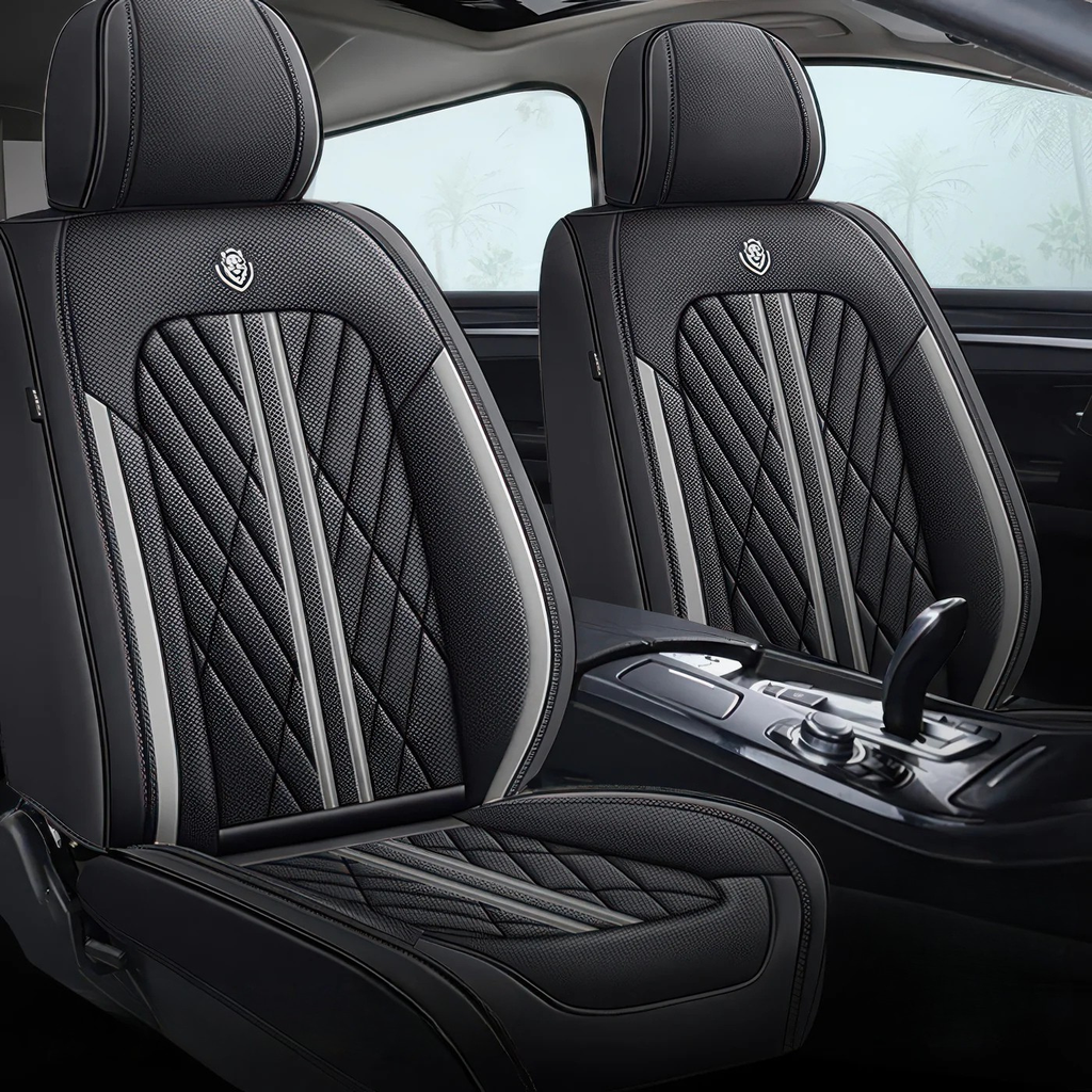 Elite Car Seat Covers - Black & Gray | Waterproof Leather Car Seat Covers