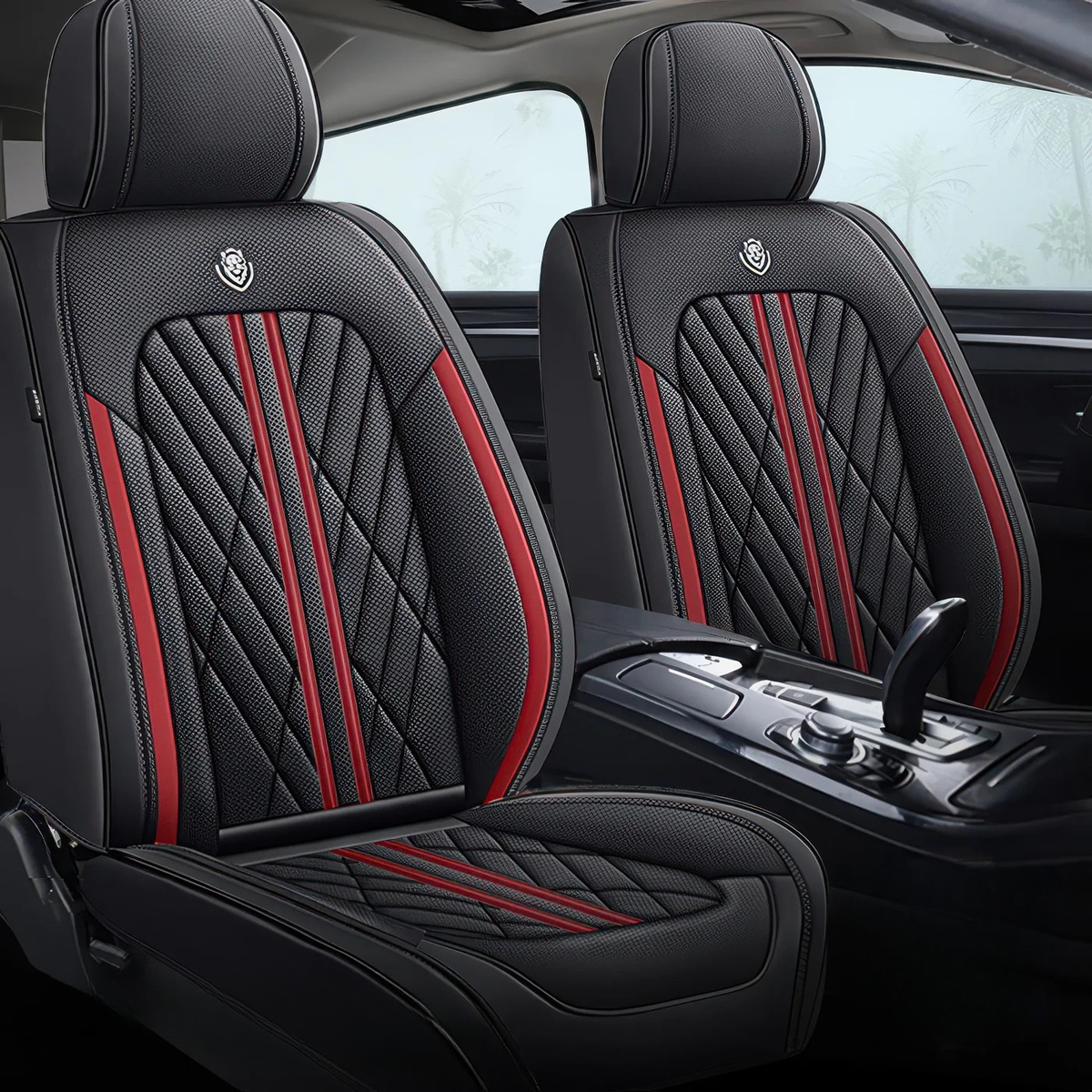 Elite Car Seat Covers - Red & Black | Waterproof Leather Car Seat Covers