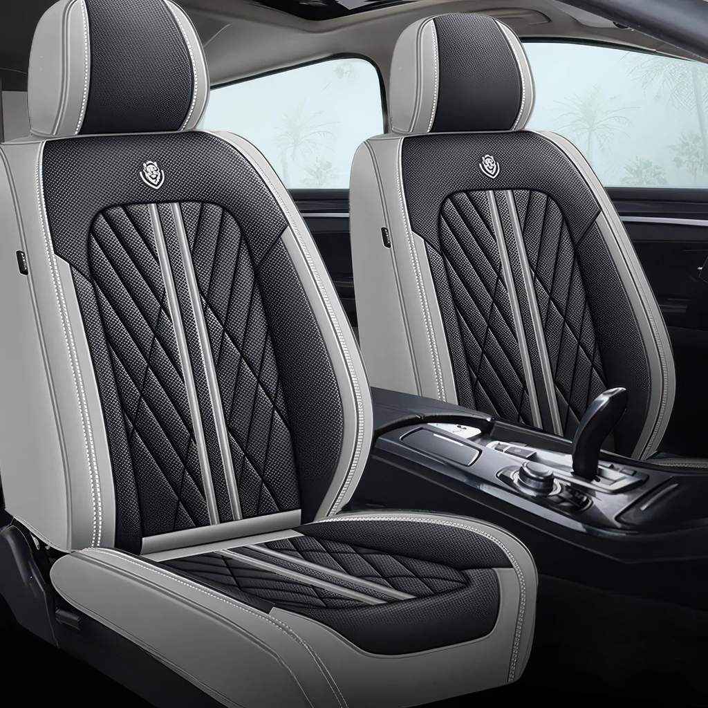 Elite Car Seat Covers - Gray & Black | Waterproof Leather Car Seat Covers